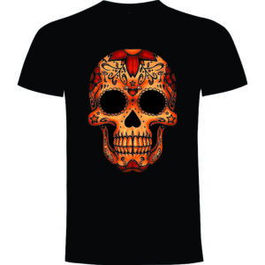 T-shirt crâne mexicain tons oranger